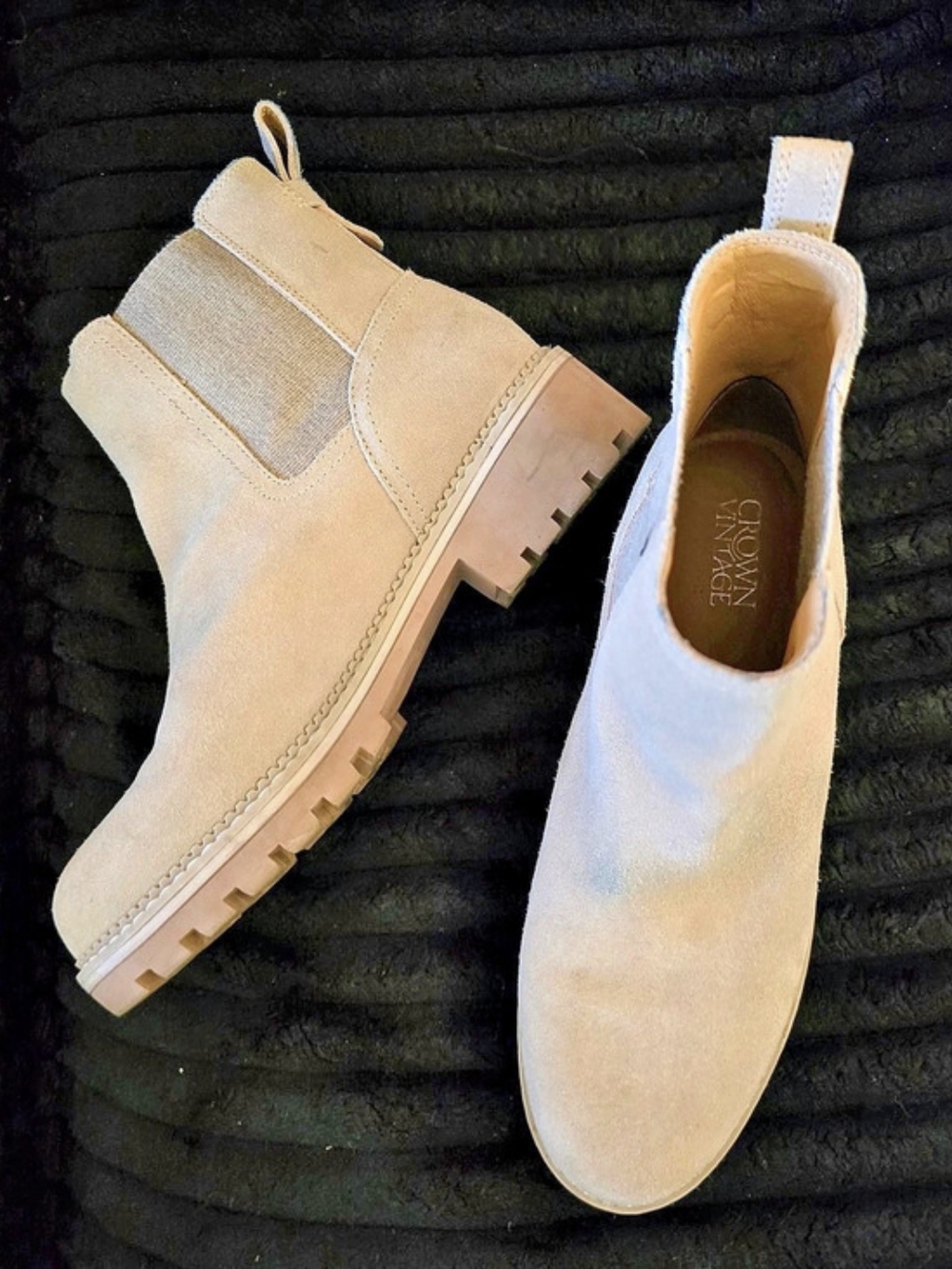 Beige Faux Suede Ankle Boots Like New